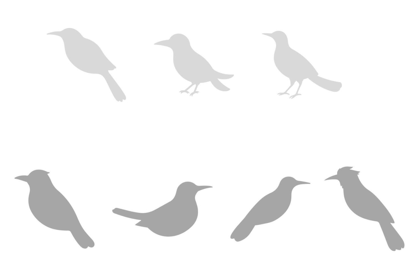 Shrike Bird Silhouette Icon Set vector