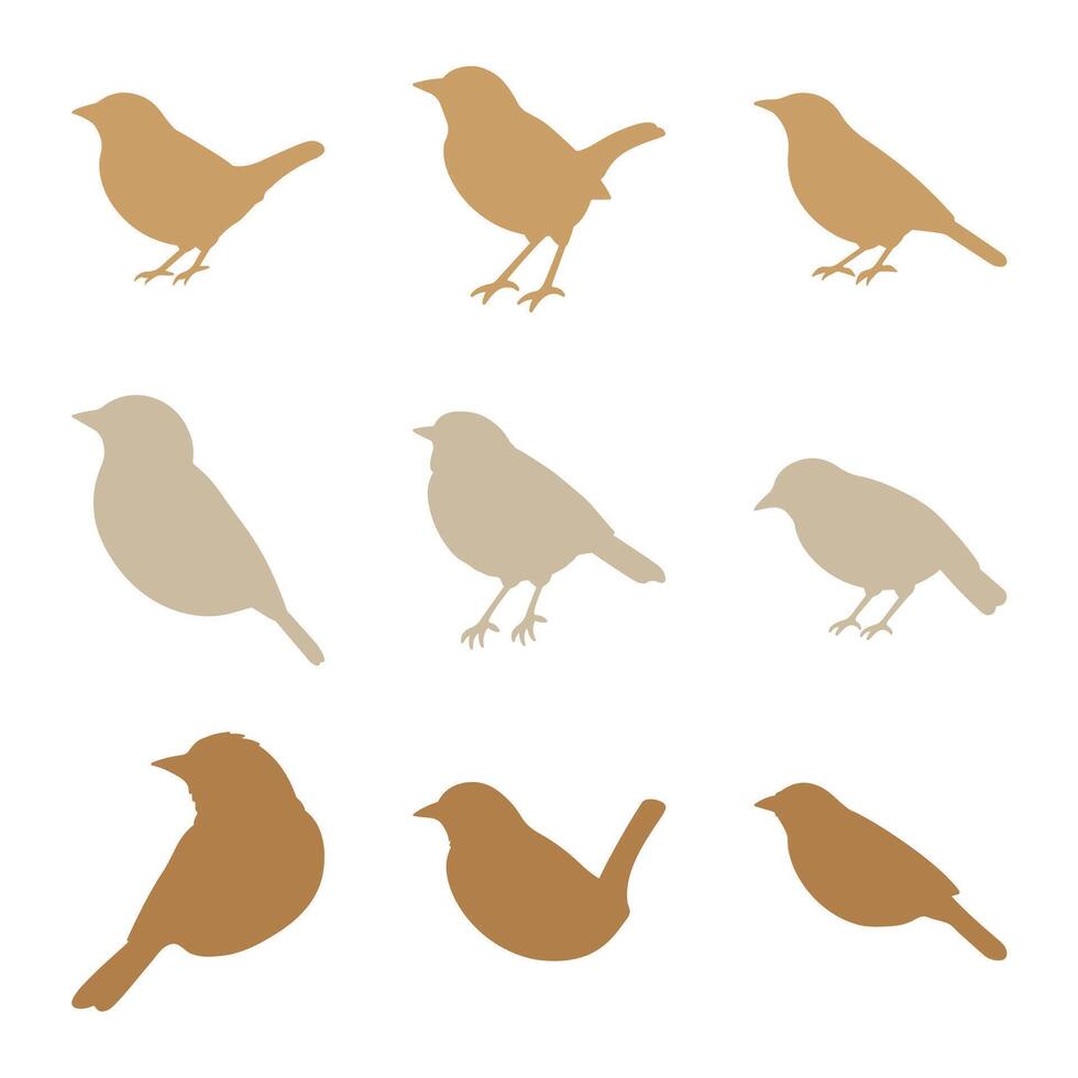 Scaly Breasted Munia Silhouette Icon Set vector