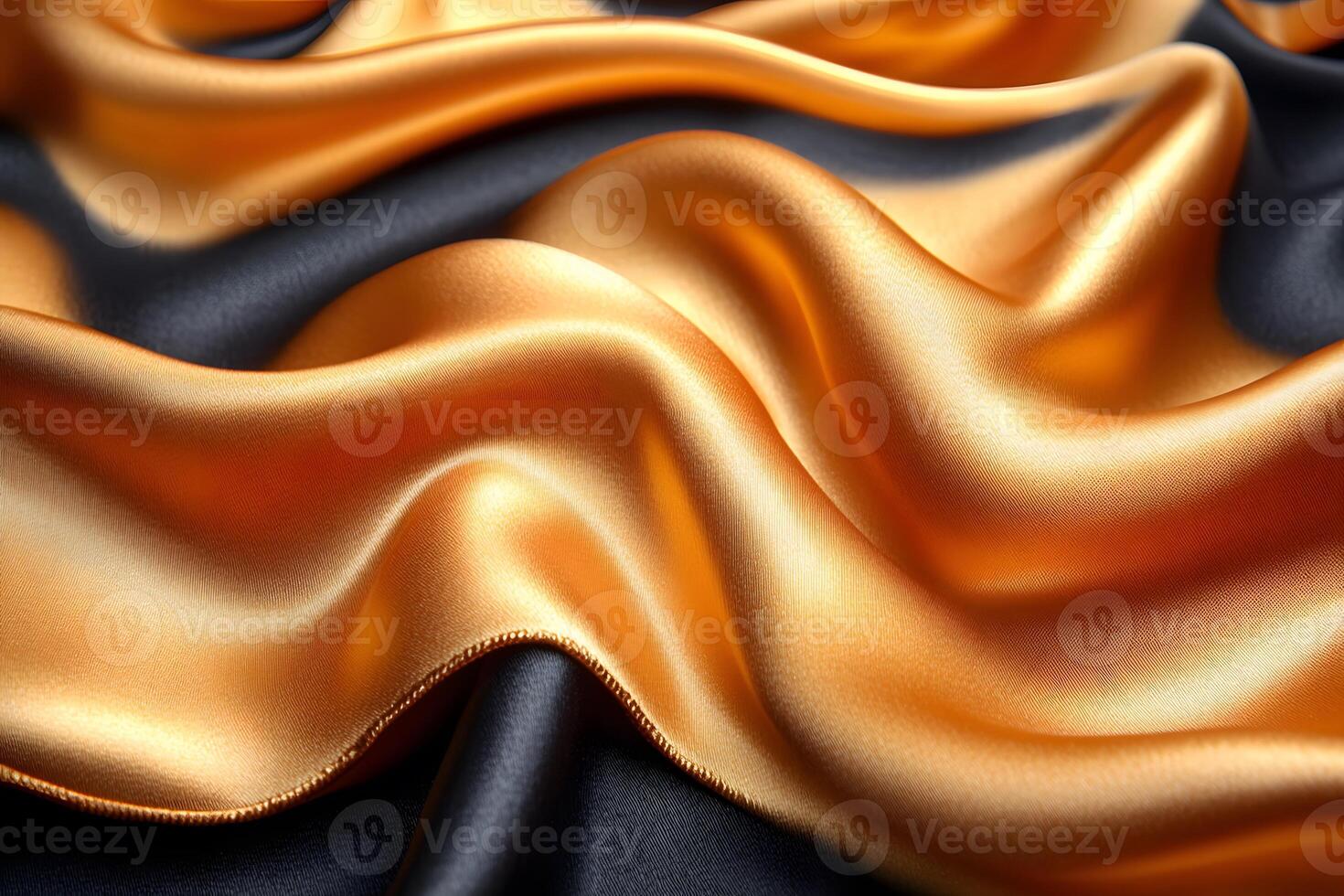 Luxurious Golden and Black Silk Fabric Waves for Elegant Design Backgrounds photo