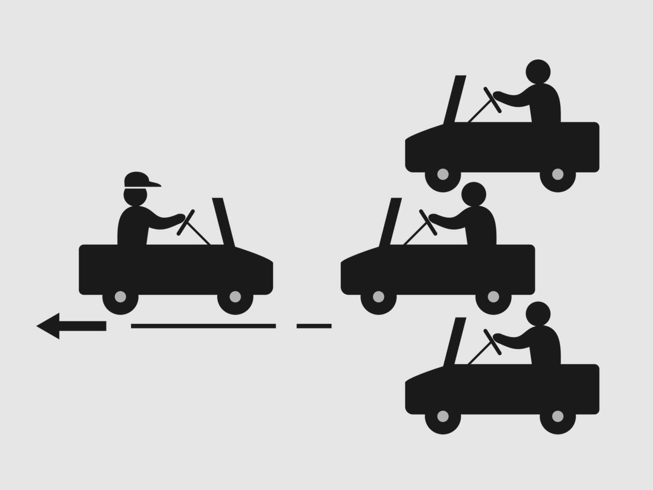 A straightforward illustration shows four black cars vector