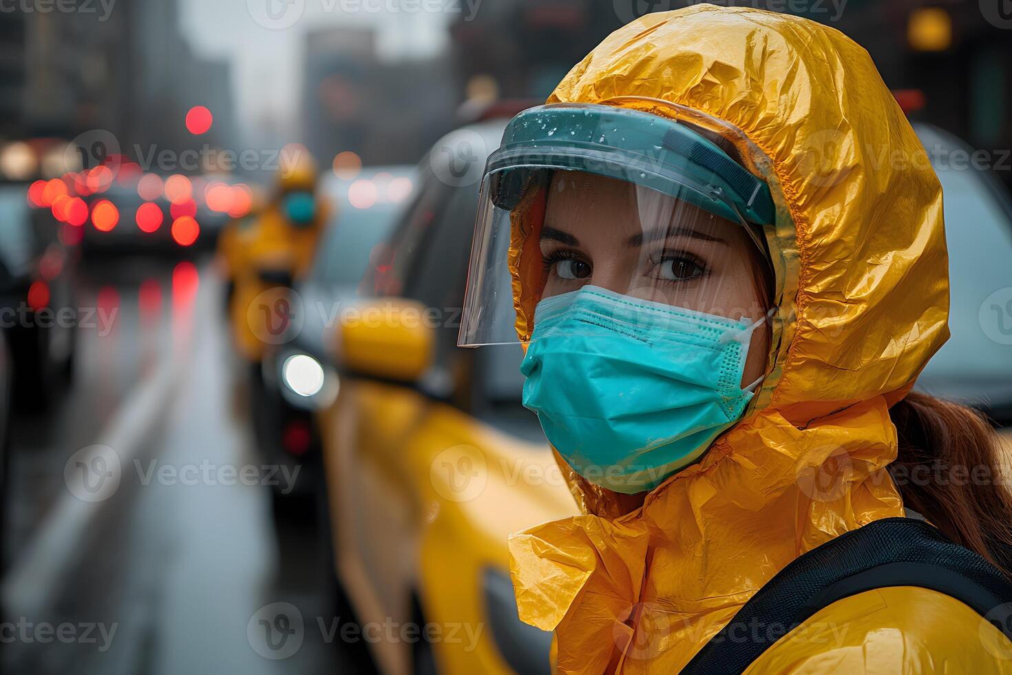 Urban Pandemic Response Protective Gear and City Streets photo