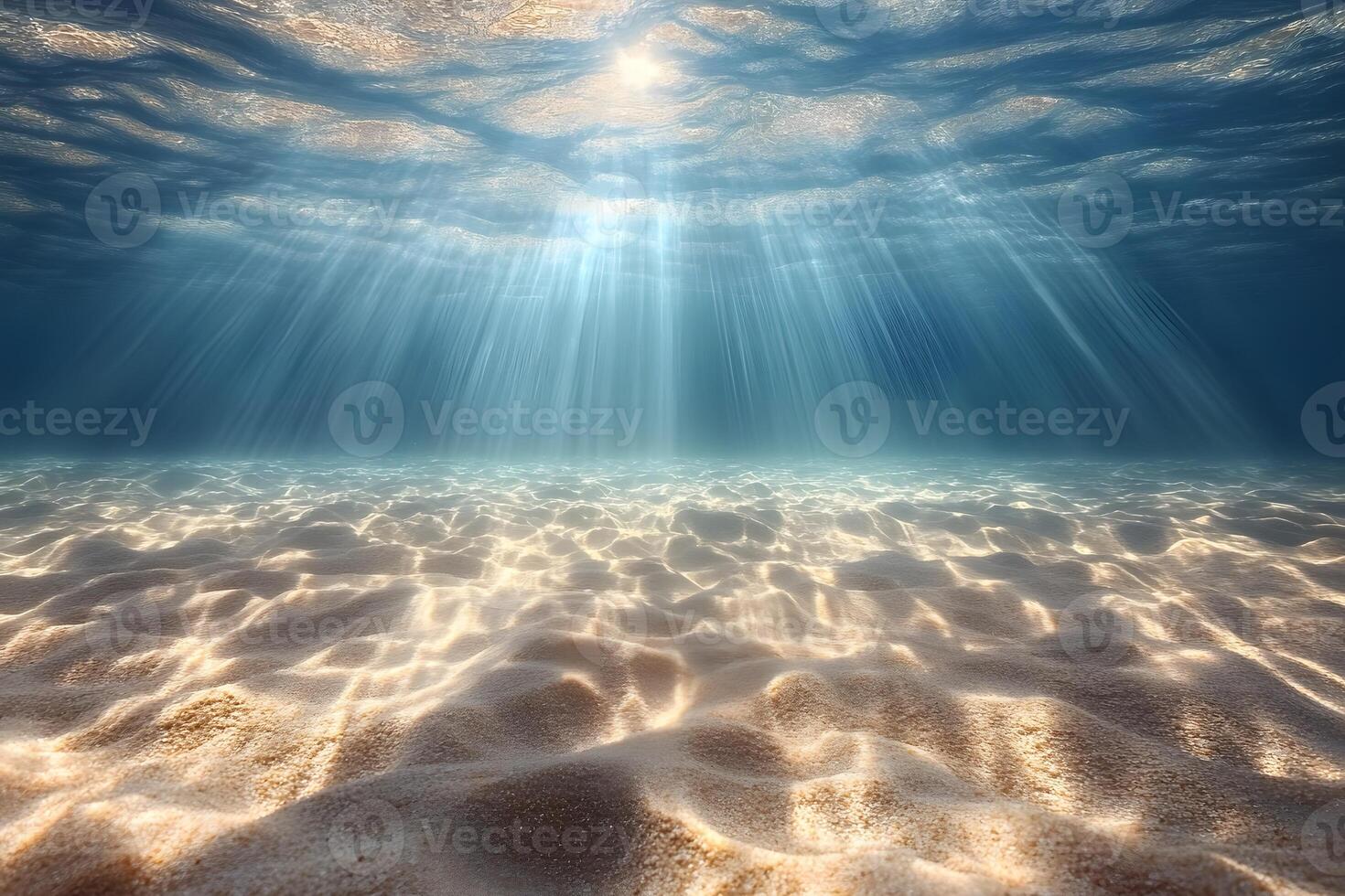 Sunlit Ocean Floor Underwater Scene Highlighting Tranquility and Nature's Beauty for Print Poster Design photo