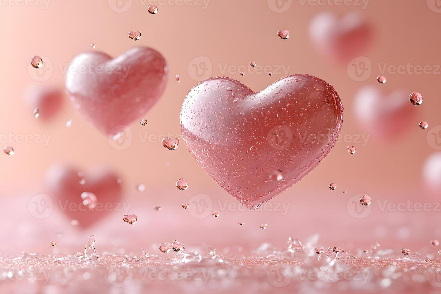 Floating Heart with Water Droplets for Valentine's Day Design and Romantic Decor photo