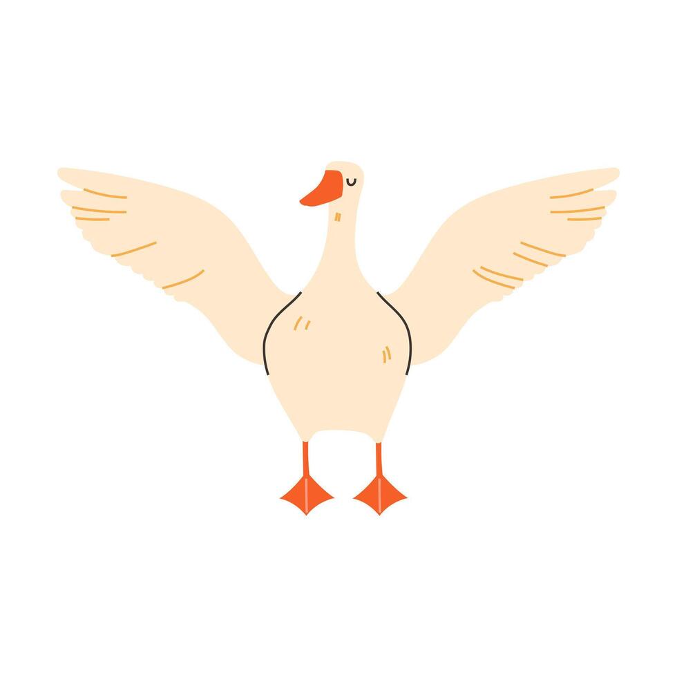 Playful goose in flat style on white background vector