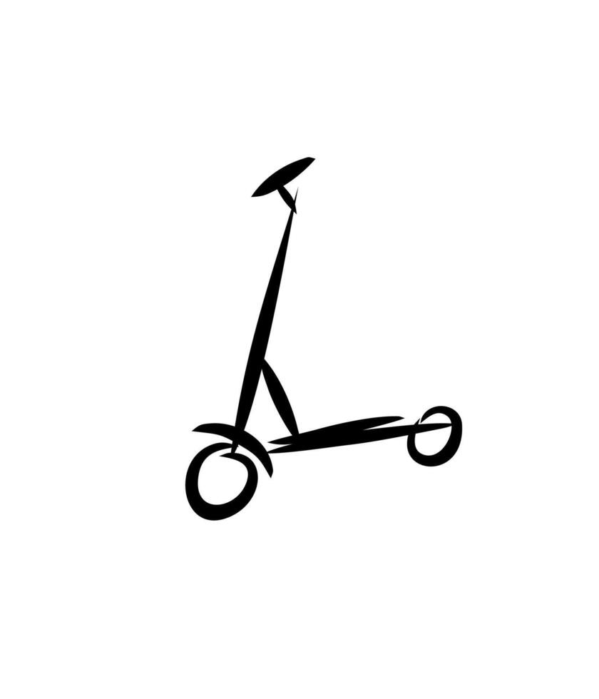 Electric scooter icon isolate minimalism, drawn with a brush stylized. individual vehicle for human transportation vector