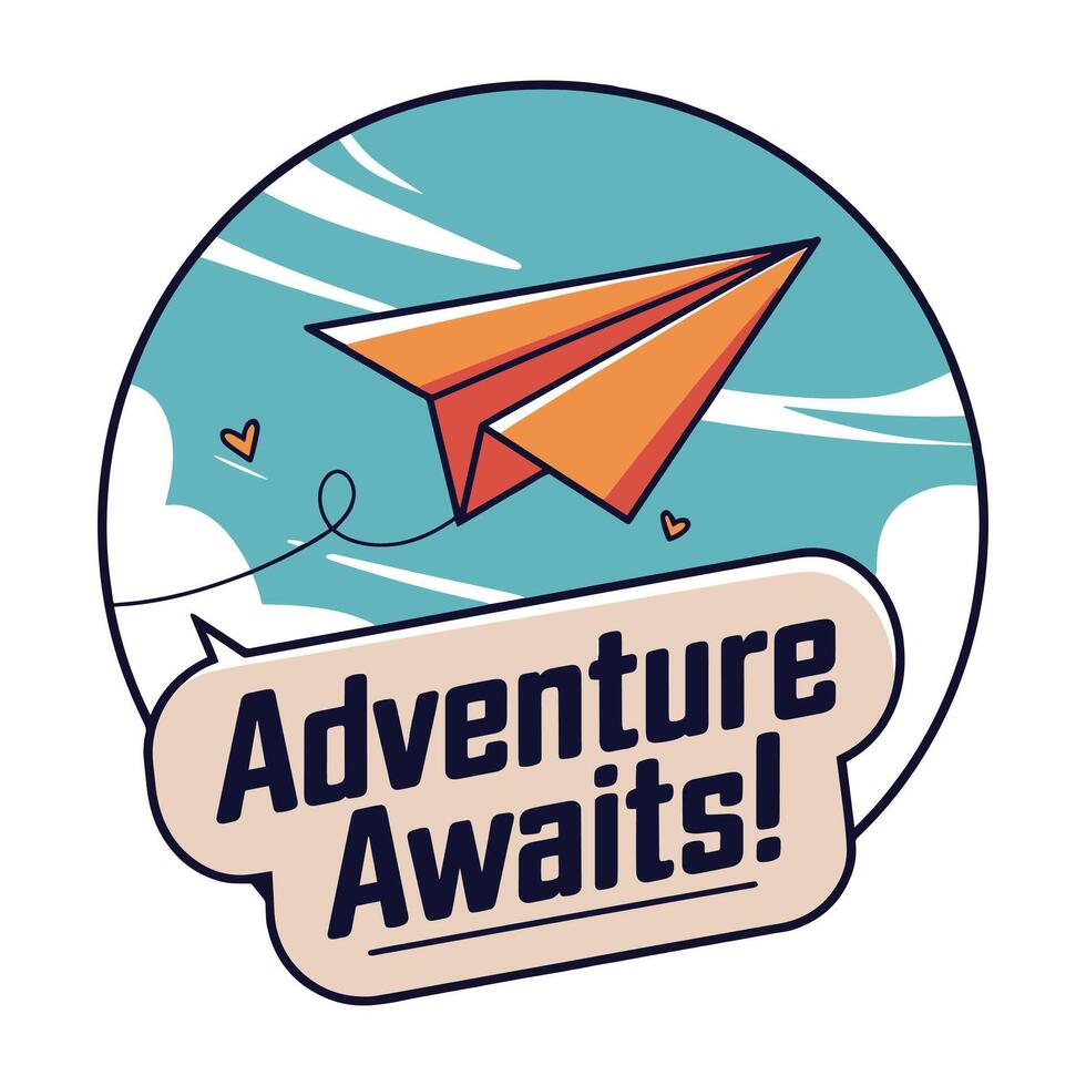 Adventure Awaits T Shirt Design Flying Paper Plane vector