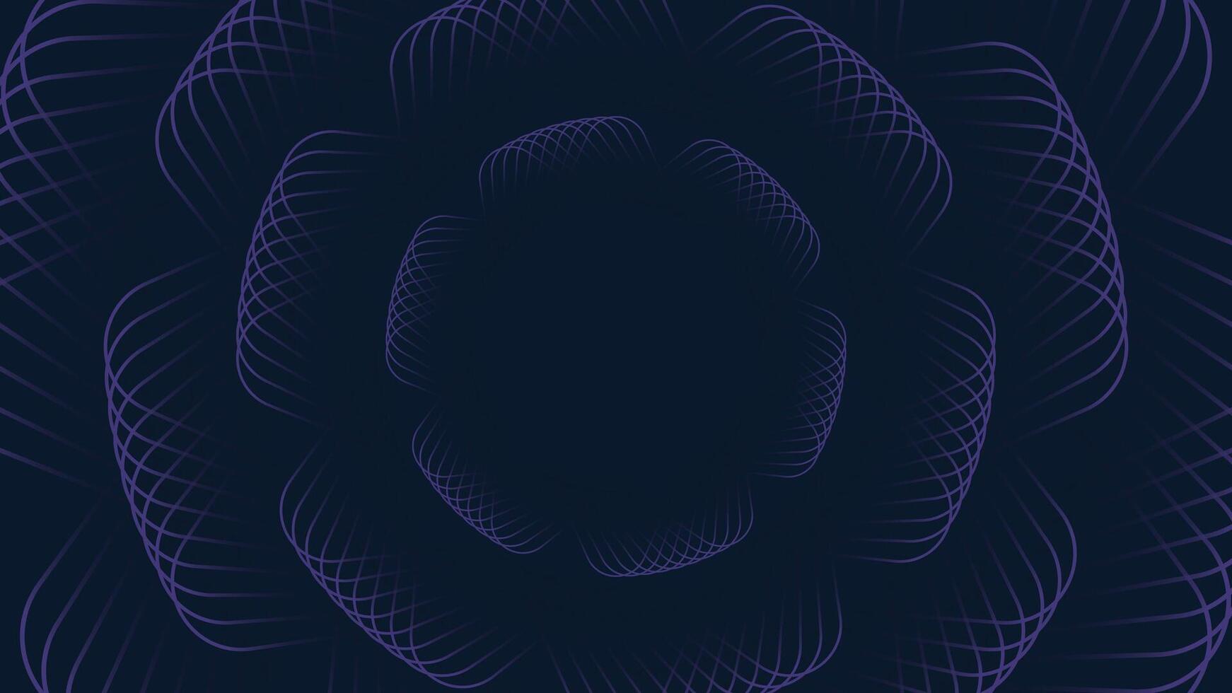 Mesmerizing dark abstract background with a flower-like design created from flowing lines, perfect for sophisticated digital artwork vector