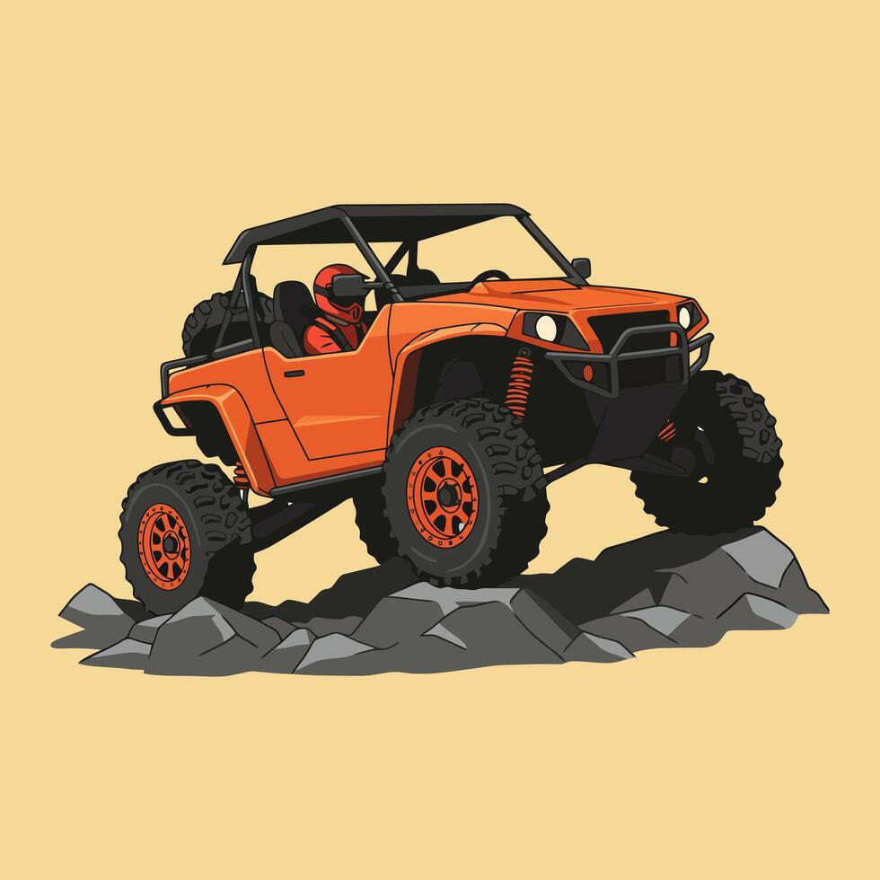 Orange Atv Off road Adventure Rugged Terrain Vehicle Illustration vector