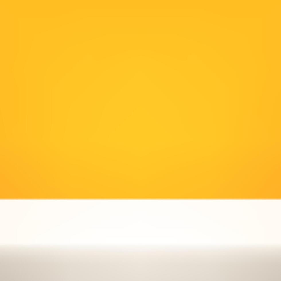 Empty yellow and white studio background. Empty Room Studio with table. Space for selling products, backdrop, wallpaper, background, text. Gradient table. illustration. vector