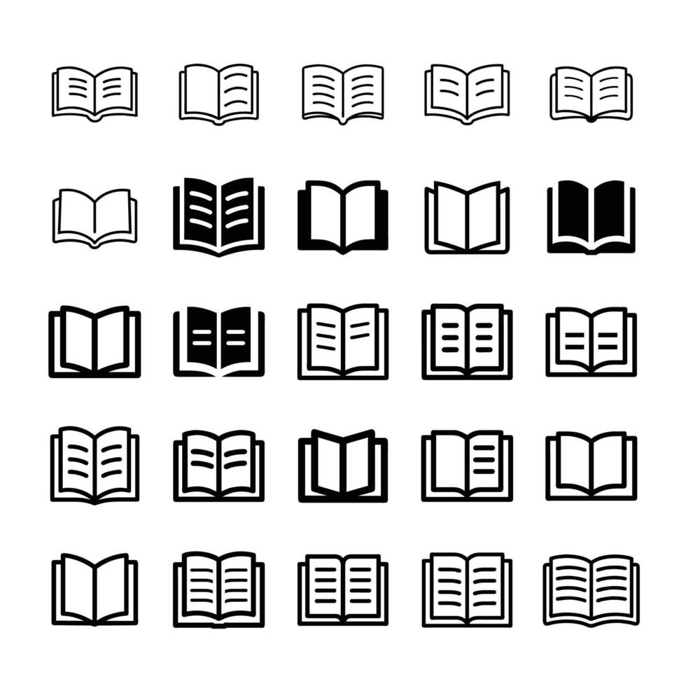 Open book icon set vector