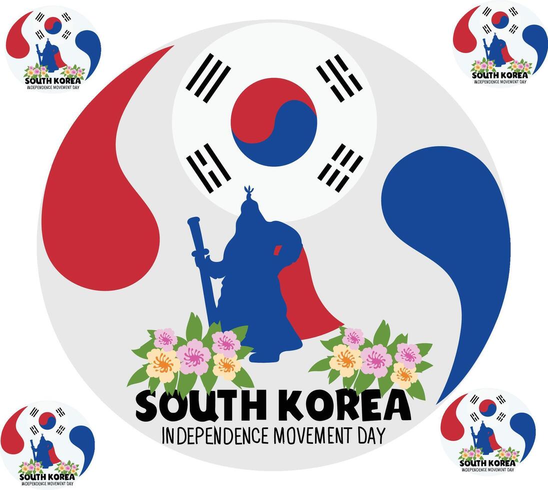 Korean March 1st Movement Poster set vector