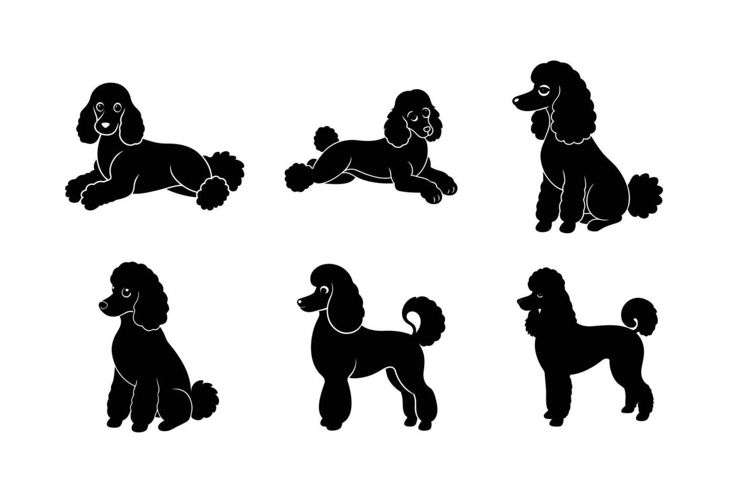 Simple poodle dog silhouette in flat design vector