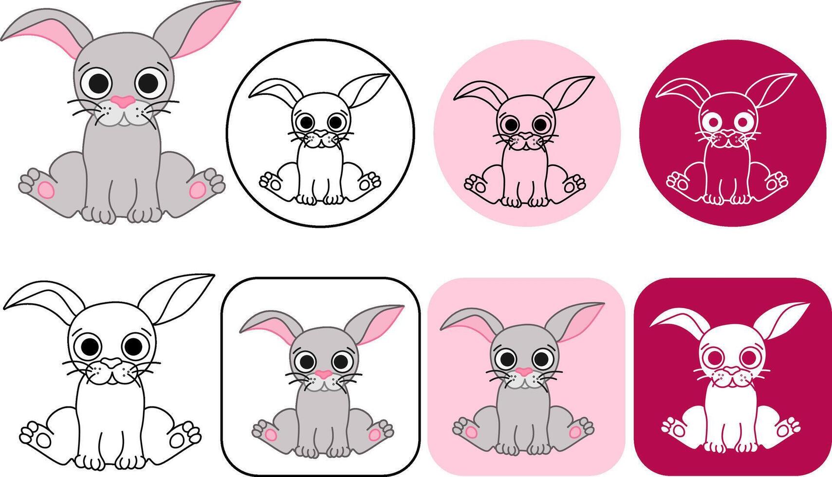 Cute rabbit illustration logo. Bunny cartoon character. Animal logo concept isolated. Flat simple cartoon style suitable for web, banner, flyer, sticker, card, education vector