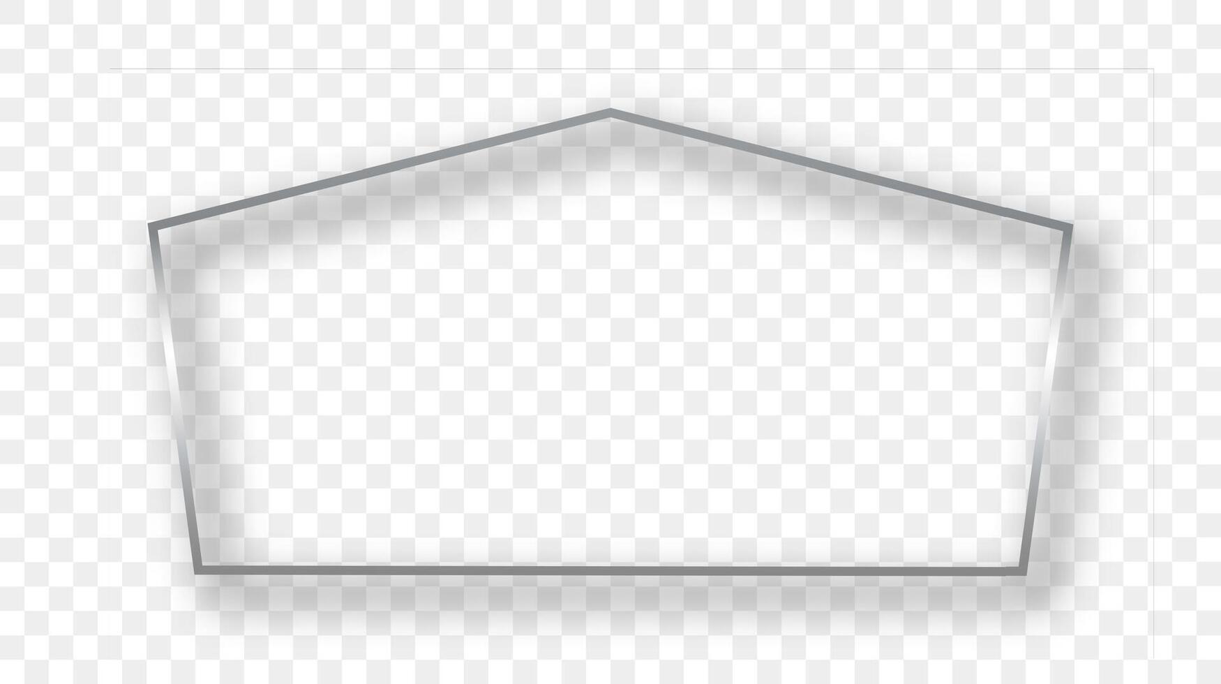 Silver glowing tetragon shape frame with shadow isolated on background. Shiny frame with glowing effects. illustration vector