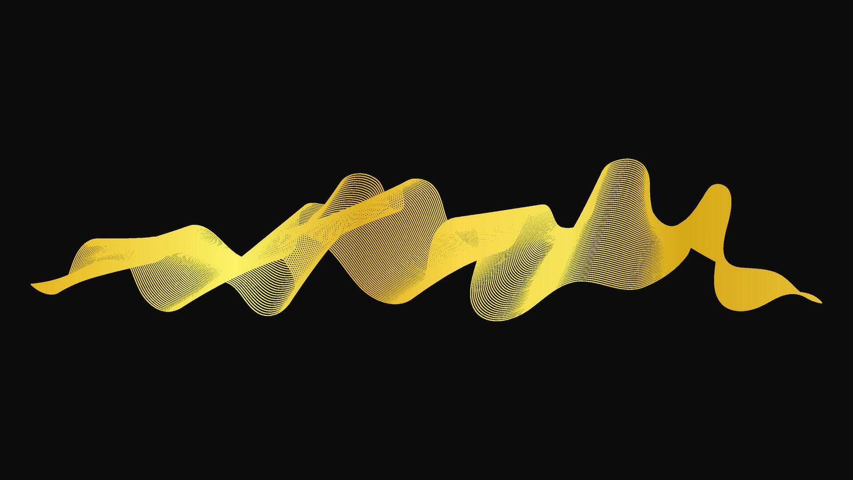 Abstract backdrop with luxury golden waves on dark. Modern technology background, wave design. illustration vector