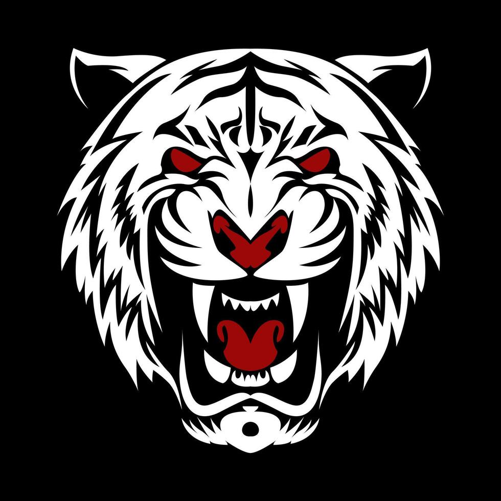 white tiger head design vector