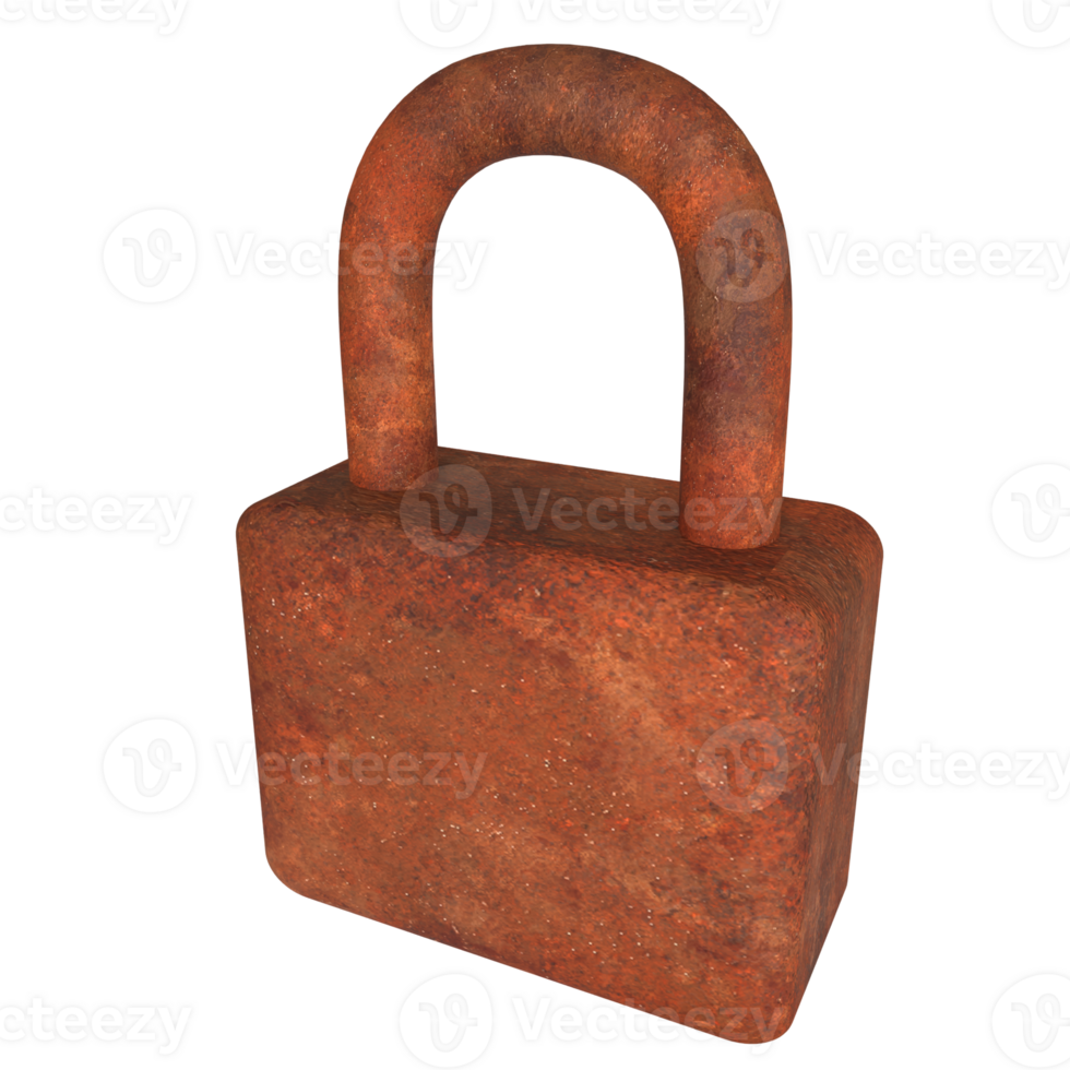 The Rusty lock for security concept 3d Rendering. png