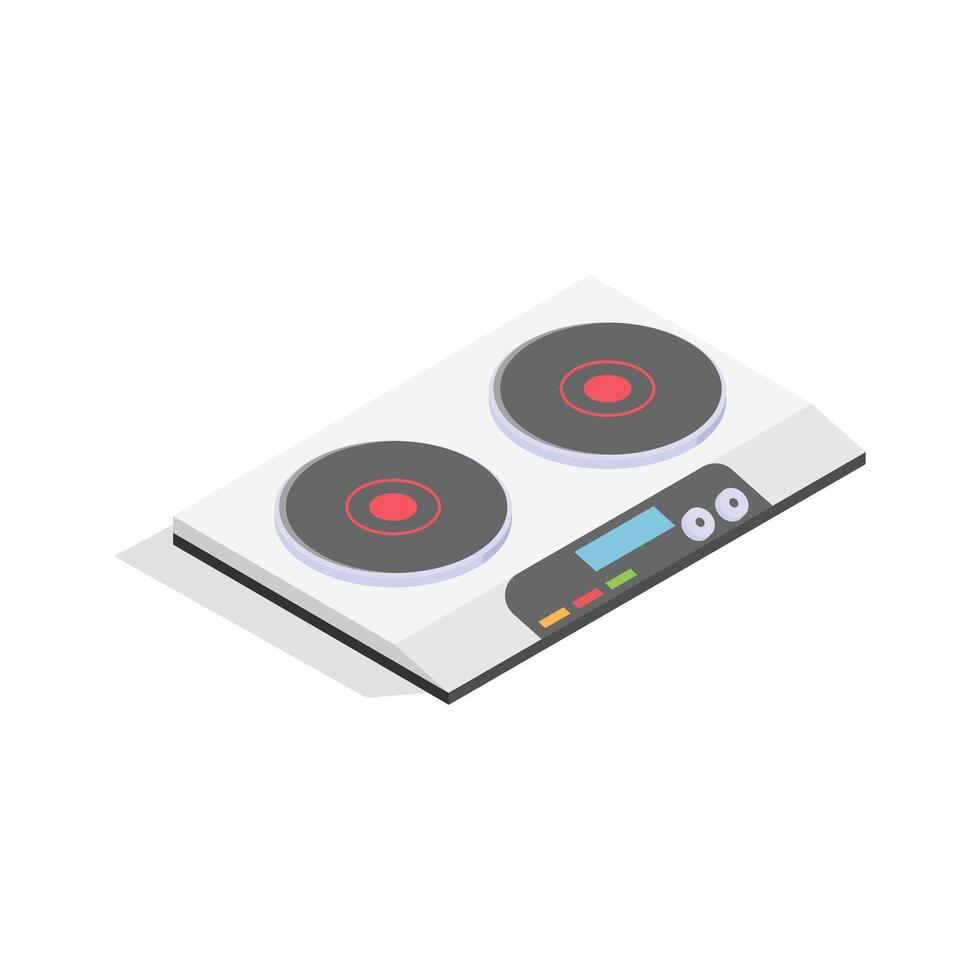 An isometric icon of a modern two burner electric cooking top vector