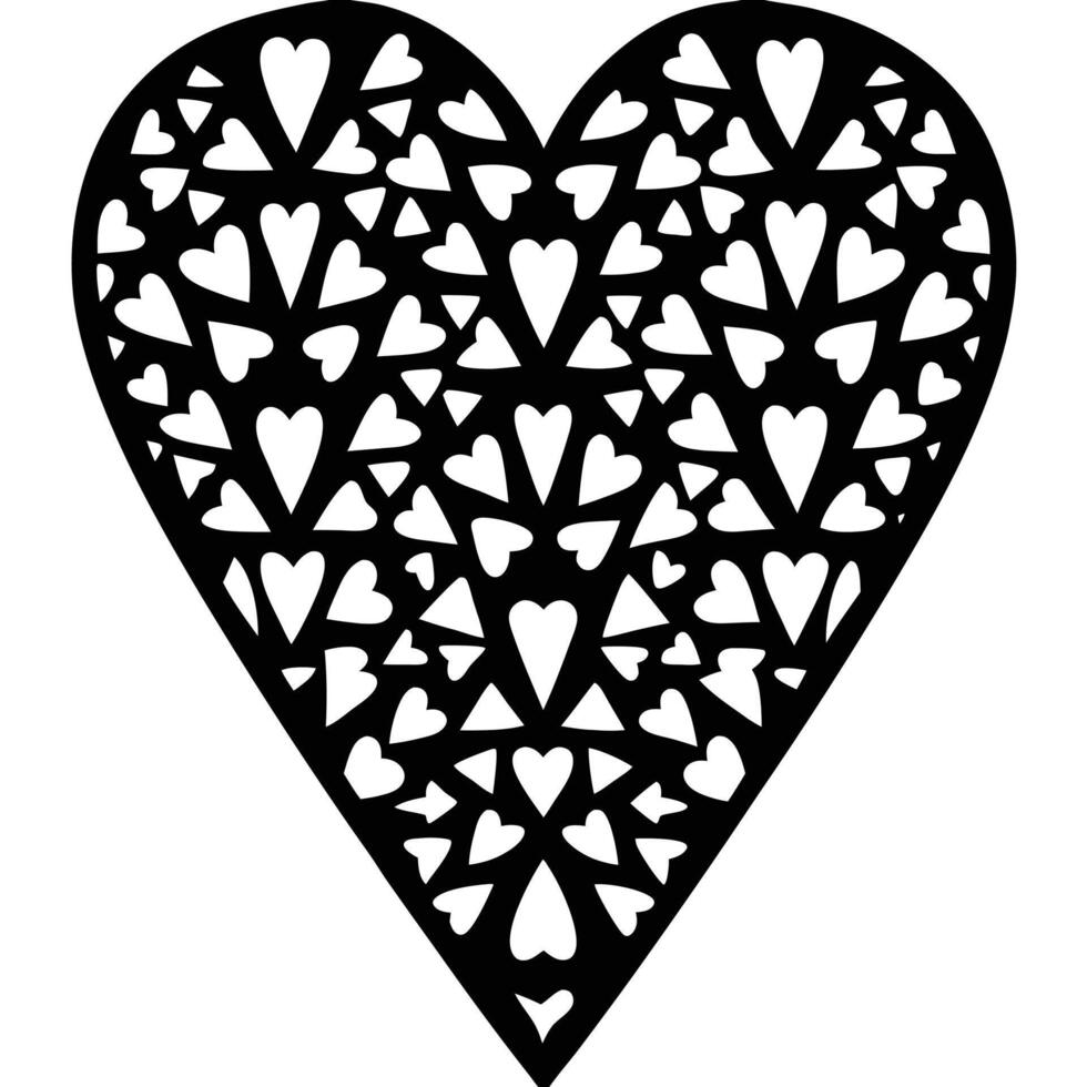 Black and White Illustration of a Heart Shape with Elegant Design vector