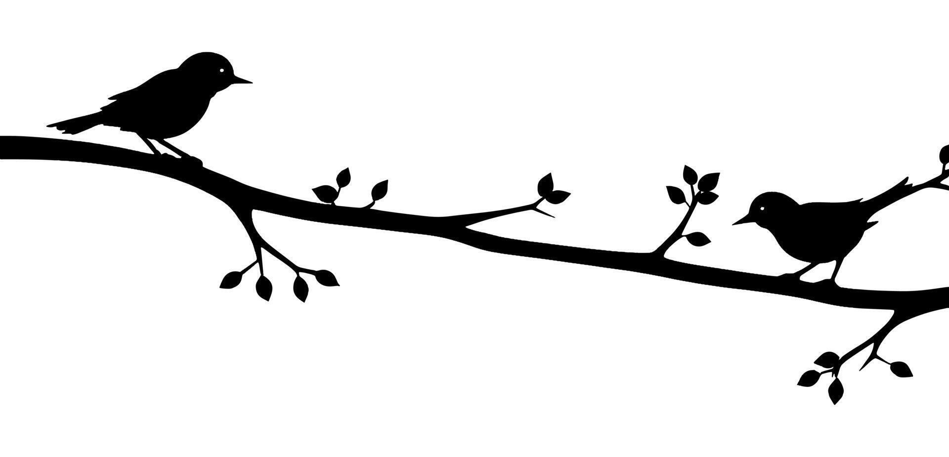 Birds on a branch silhouette illustration vector
