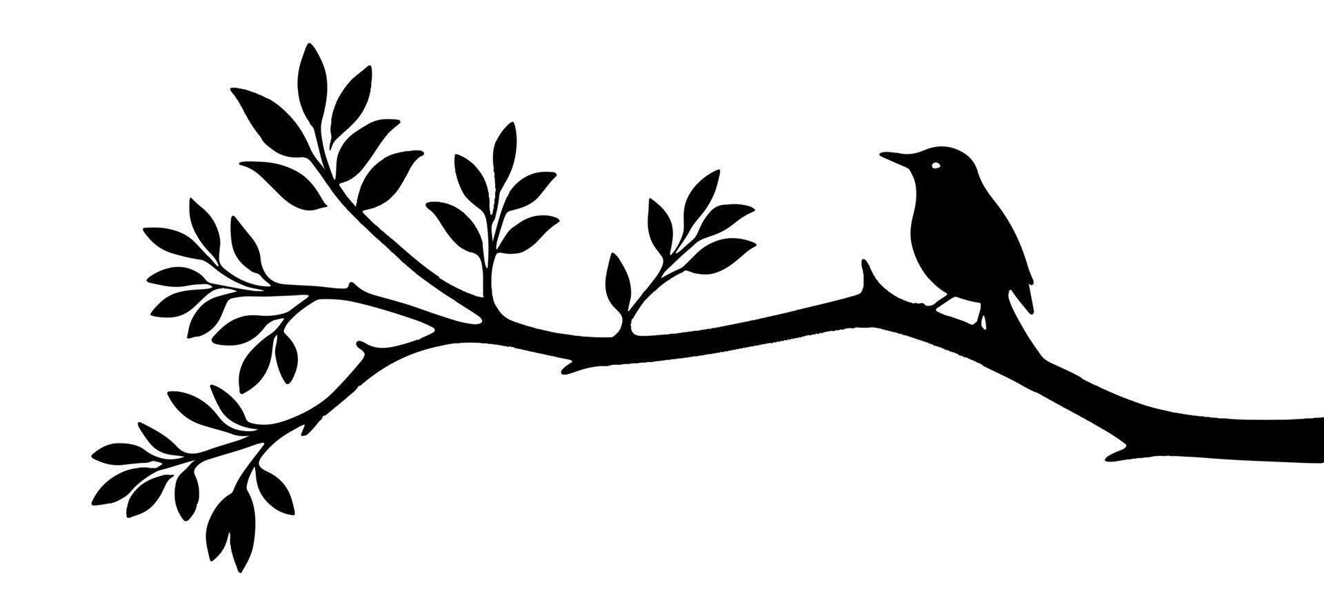 Bird on branch silhouette illustration vector