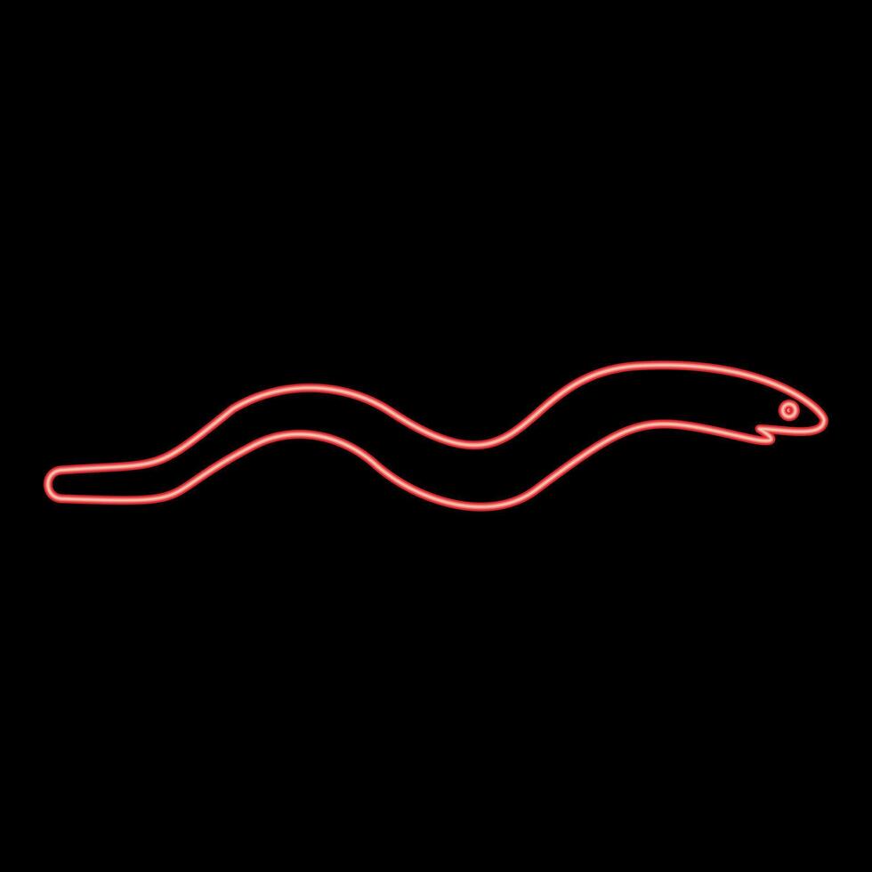 Neon eel fish snake shape seafood concept red color style vector