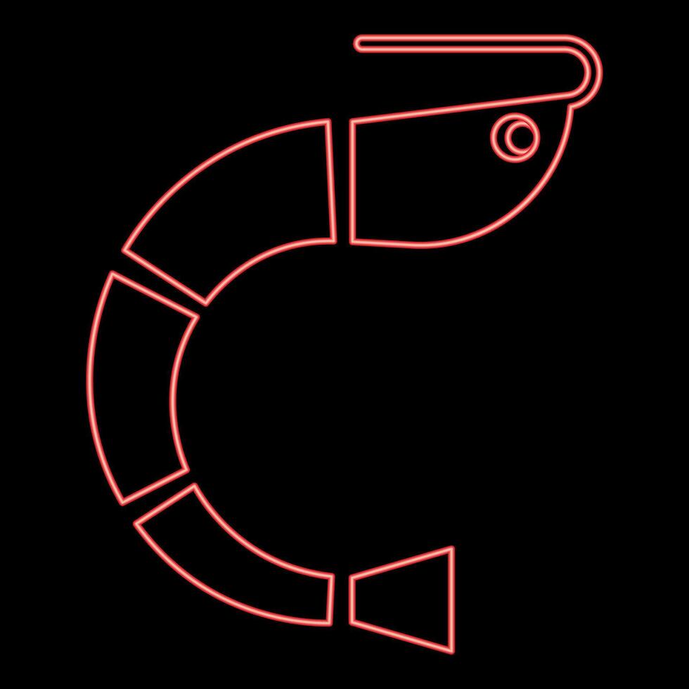 Neon shrimp prawn tiger food red color style vector