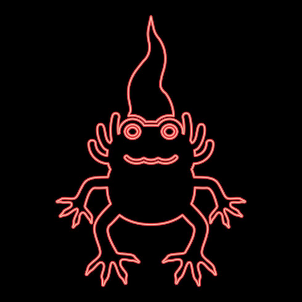 Neon axolotl ambystoma mexicanum front view red color style vector
