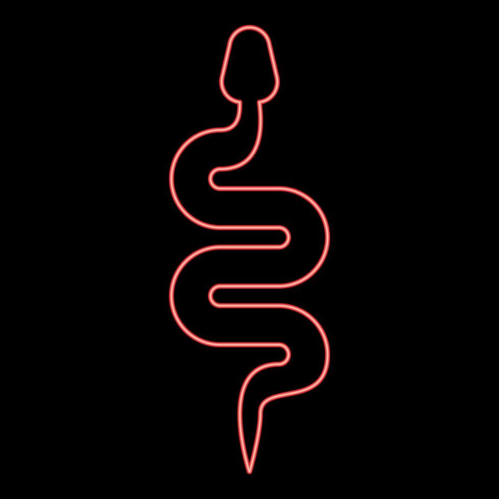 Neon snake silhouette red color vector