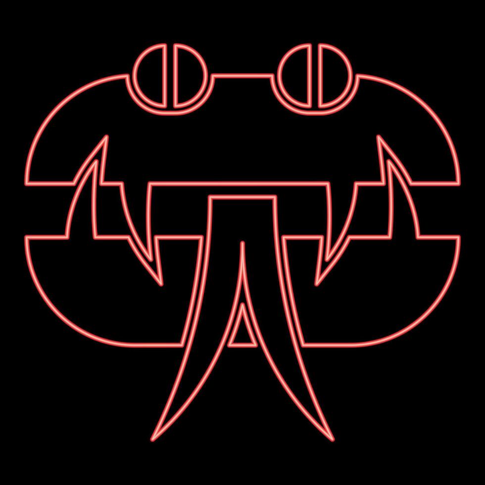 Neon head snake red color style vector