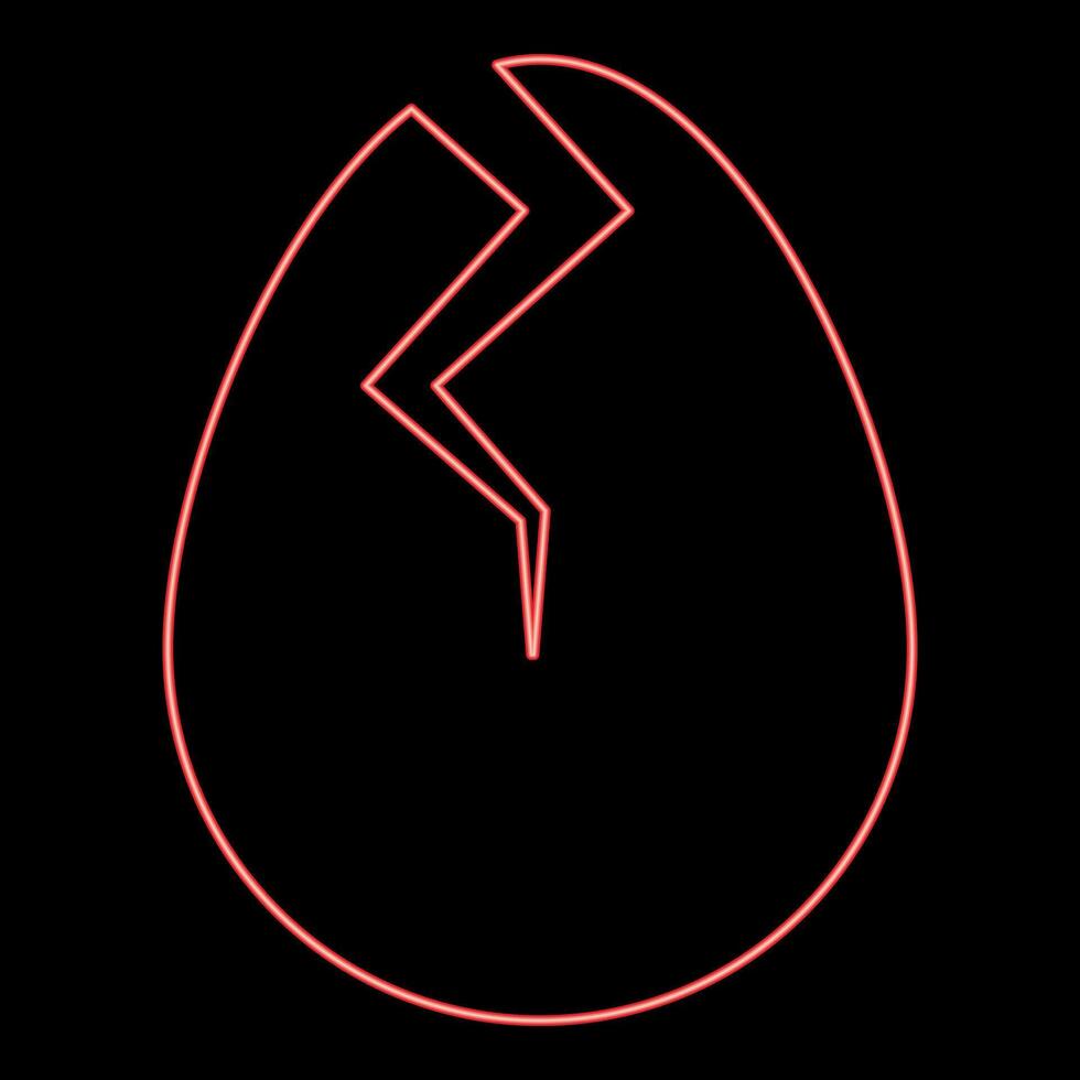 Neon egg with cracked eggshell damaged red color vector