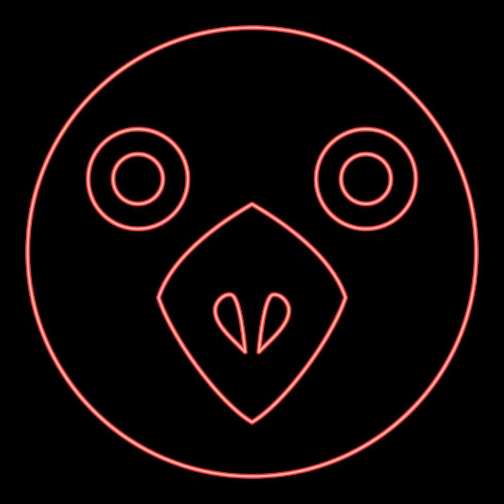 Neon head of bird red color style vector