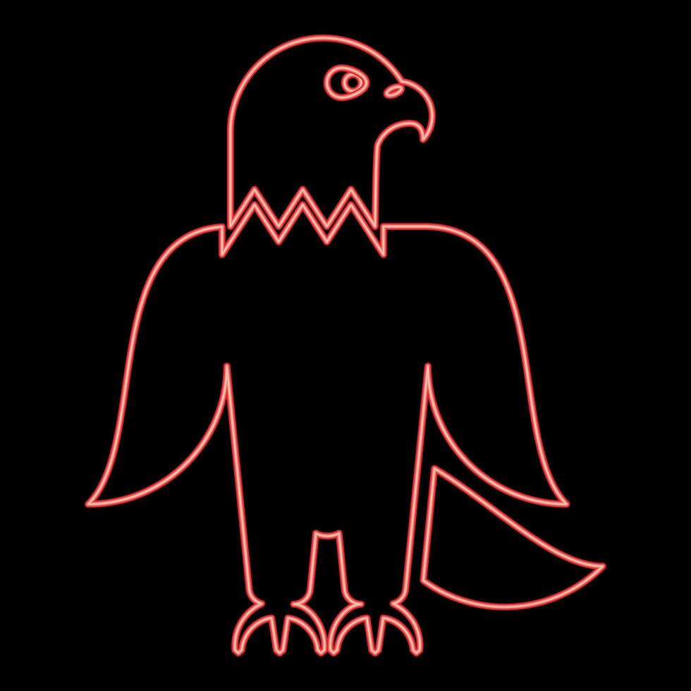 Neon eagle bald american bird silhouette red vector
