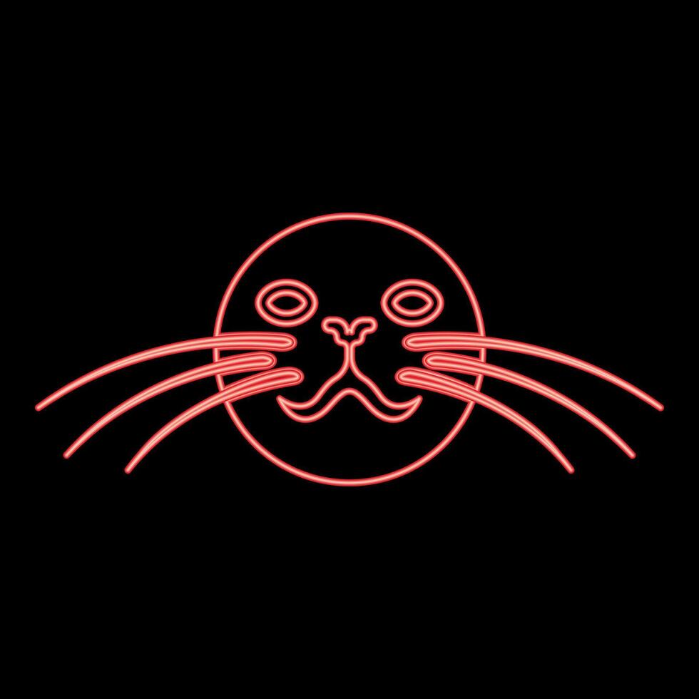 Neon head of seal red color style vector