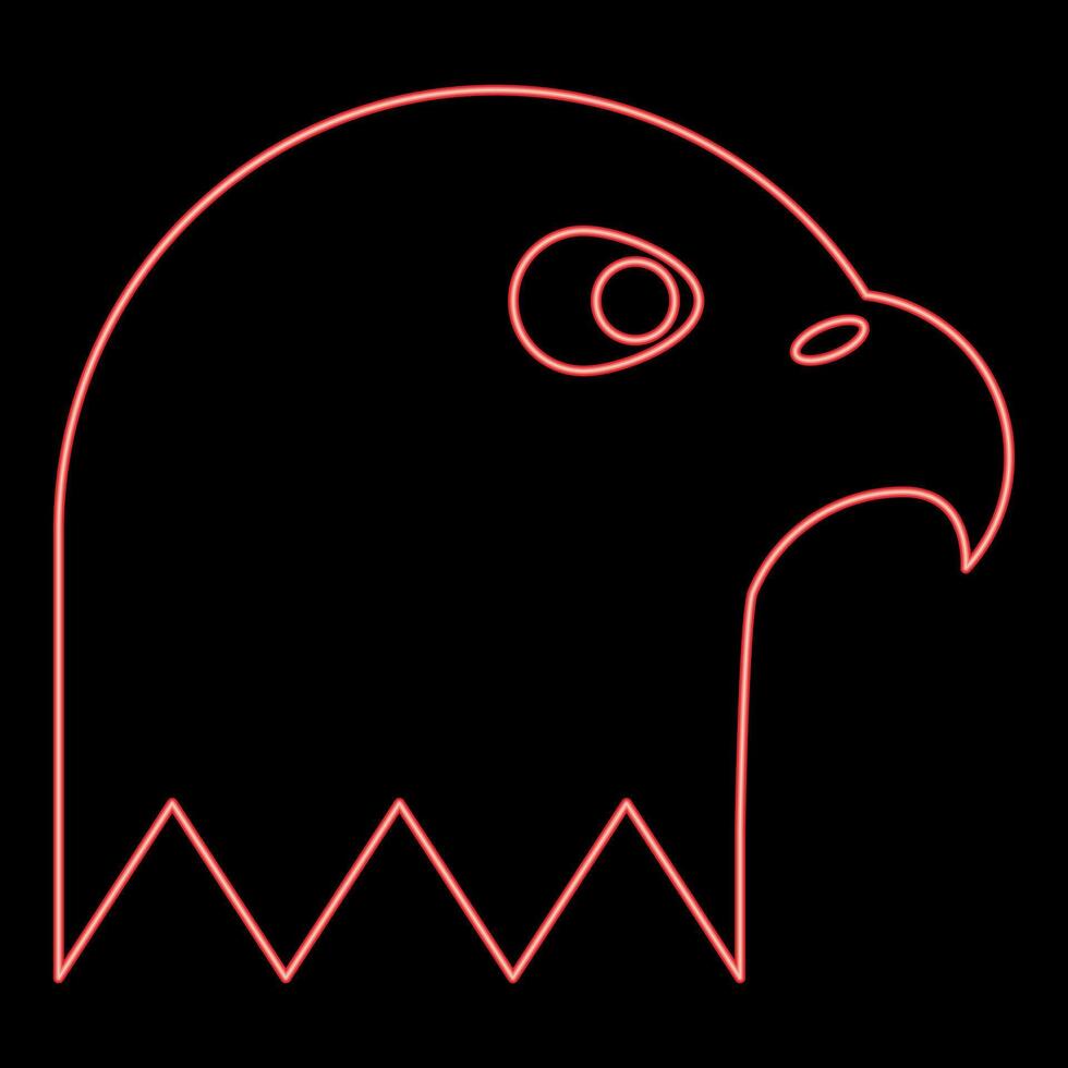 Neon eagle's head bald of prey red color style vector