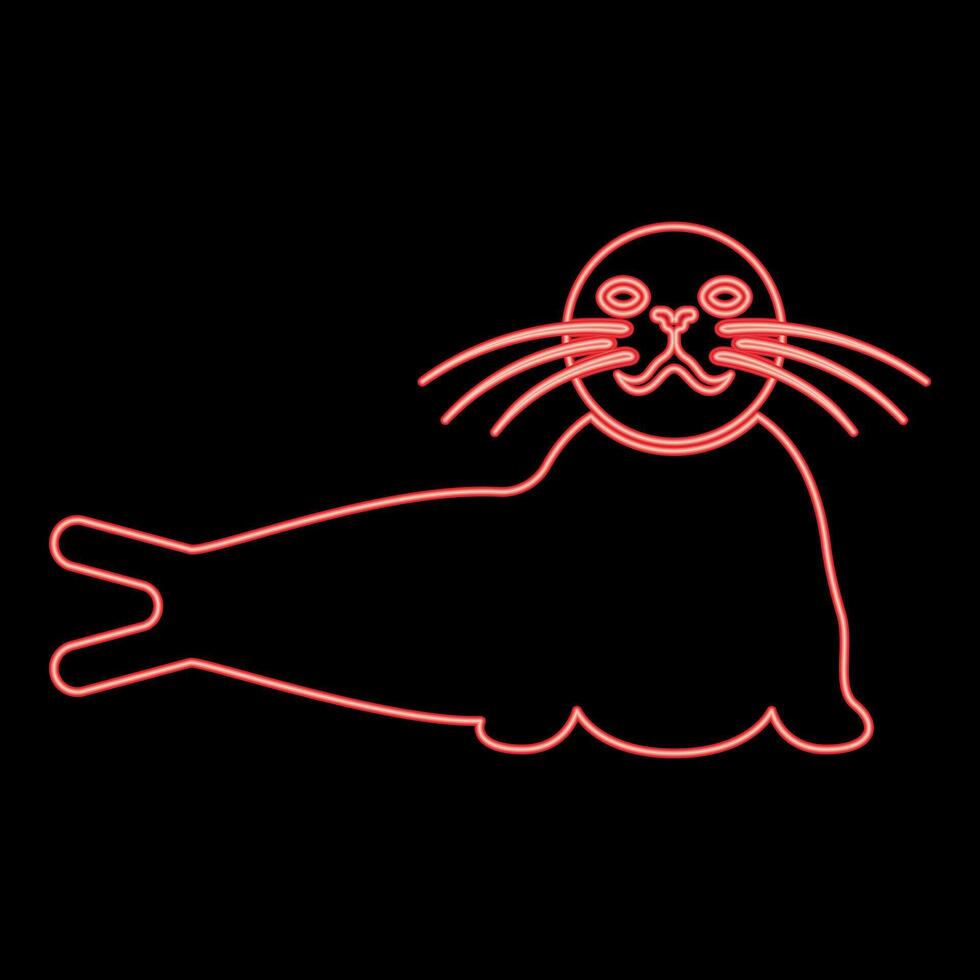 Neon seal lying red color style vector