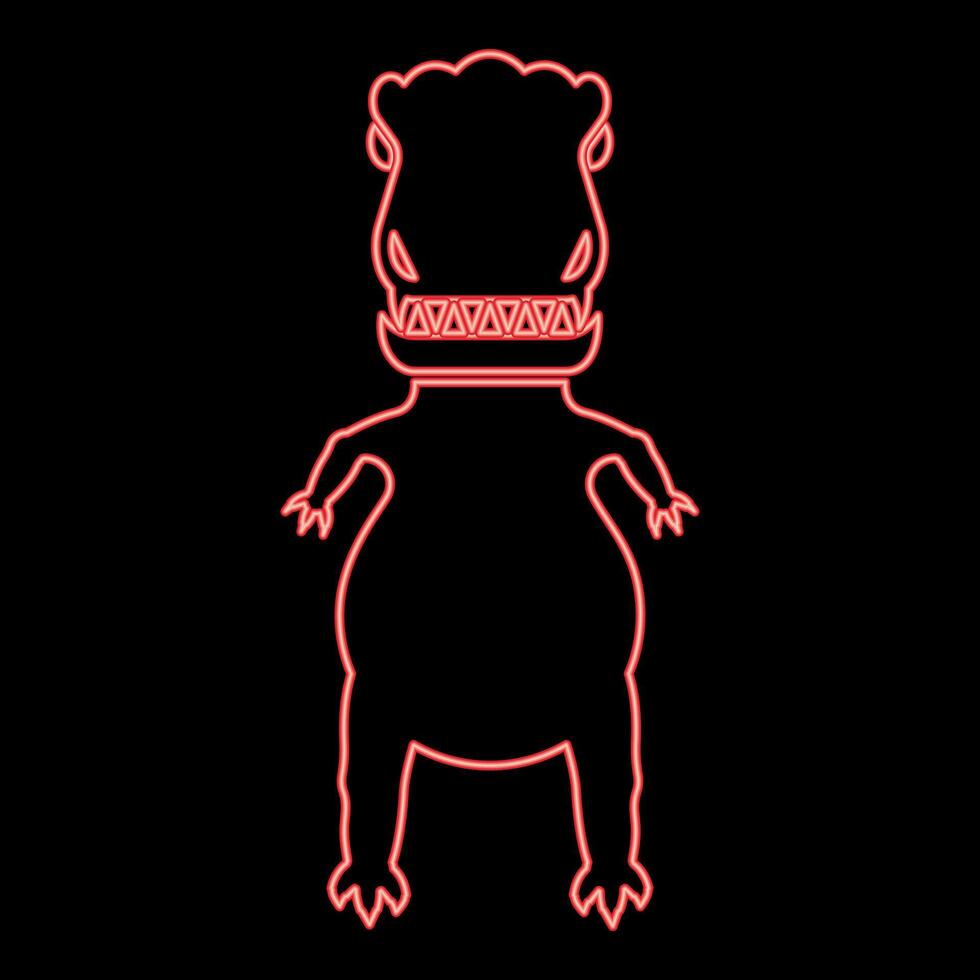 Neon evil dinosaur red color style vector