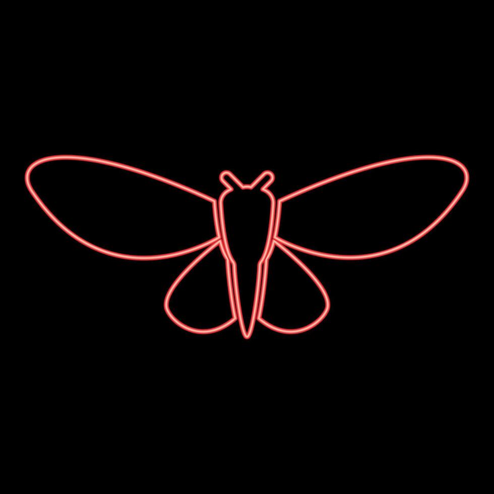Neon moth butterfly clothing red color style vector