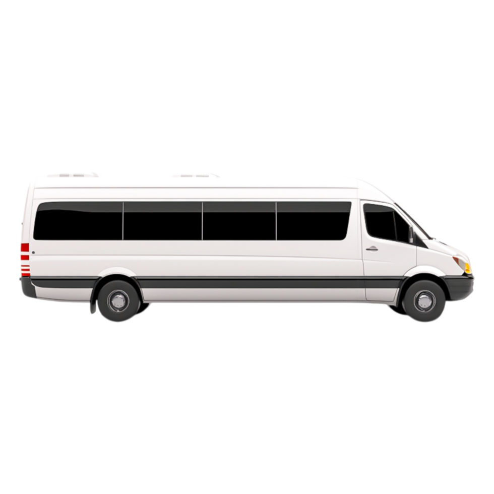 Side View of White Passenger Van with Large Windows and Smooth Lines png