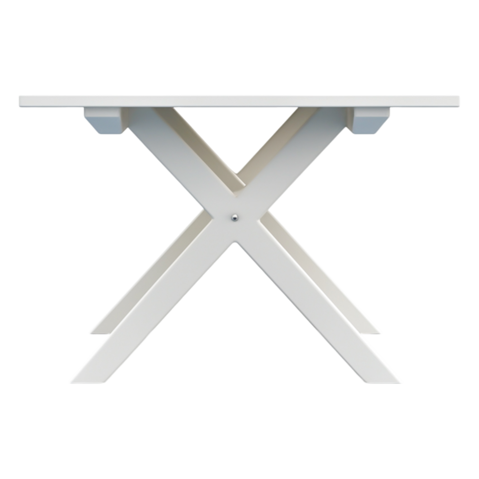 Minimalist White Table with Cross Pattern Legs for Modern Spaces png