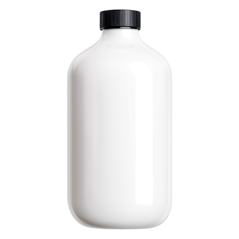 Plain White Bottle with Black Cap Transparent Background png