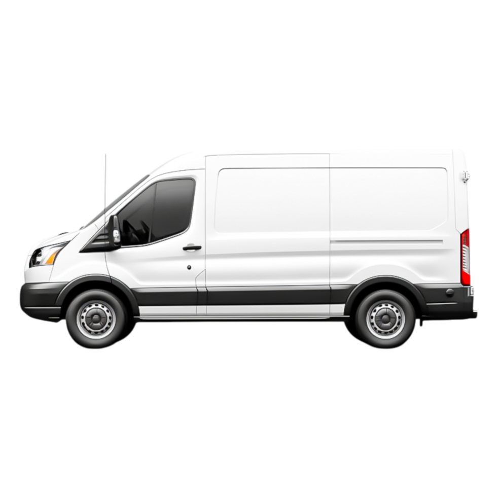 White Delivery Van Side View with Clean Design and No Branding png