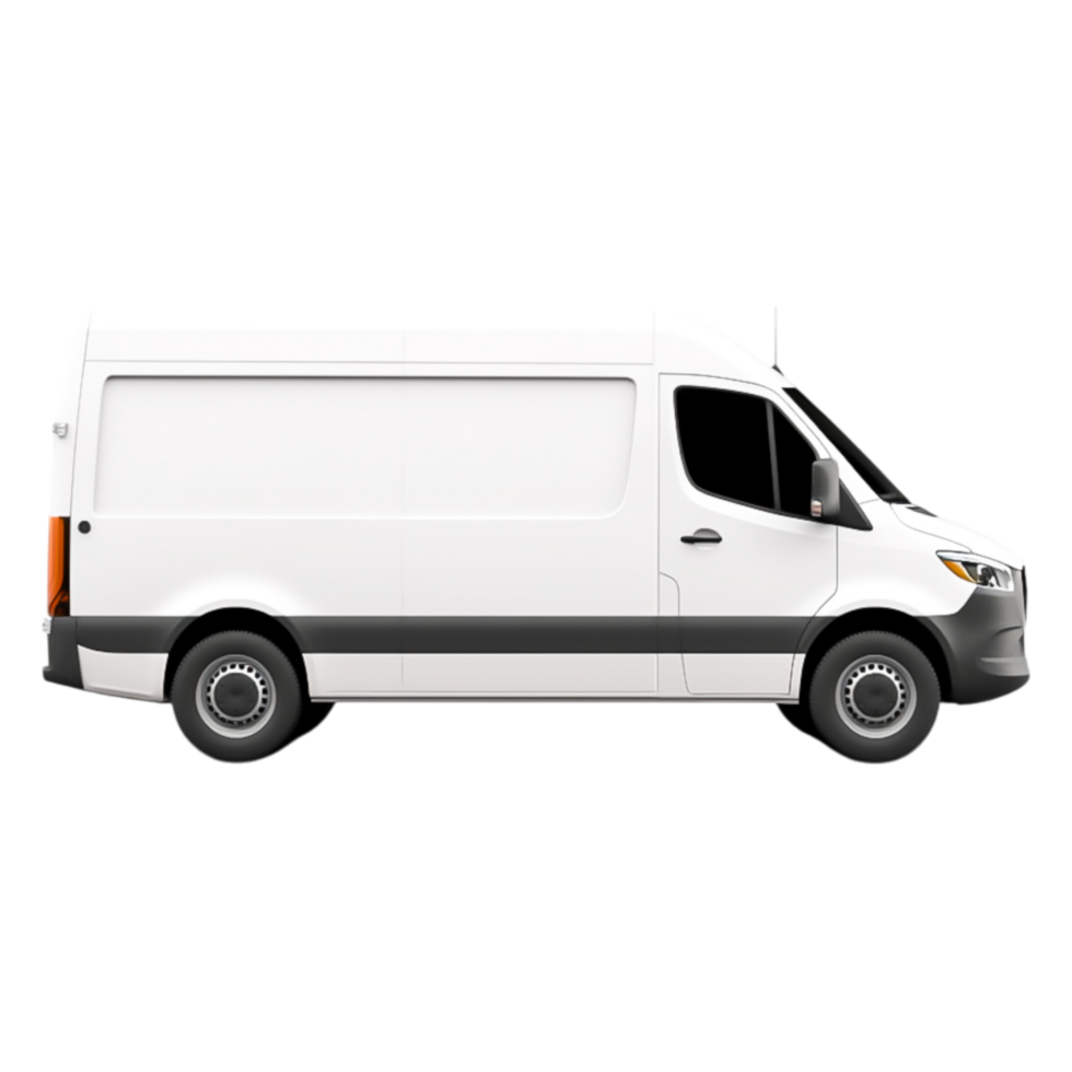 White Delivery Van with Blank Side for Branding and Logistics Needs png