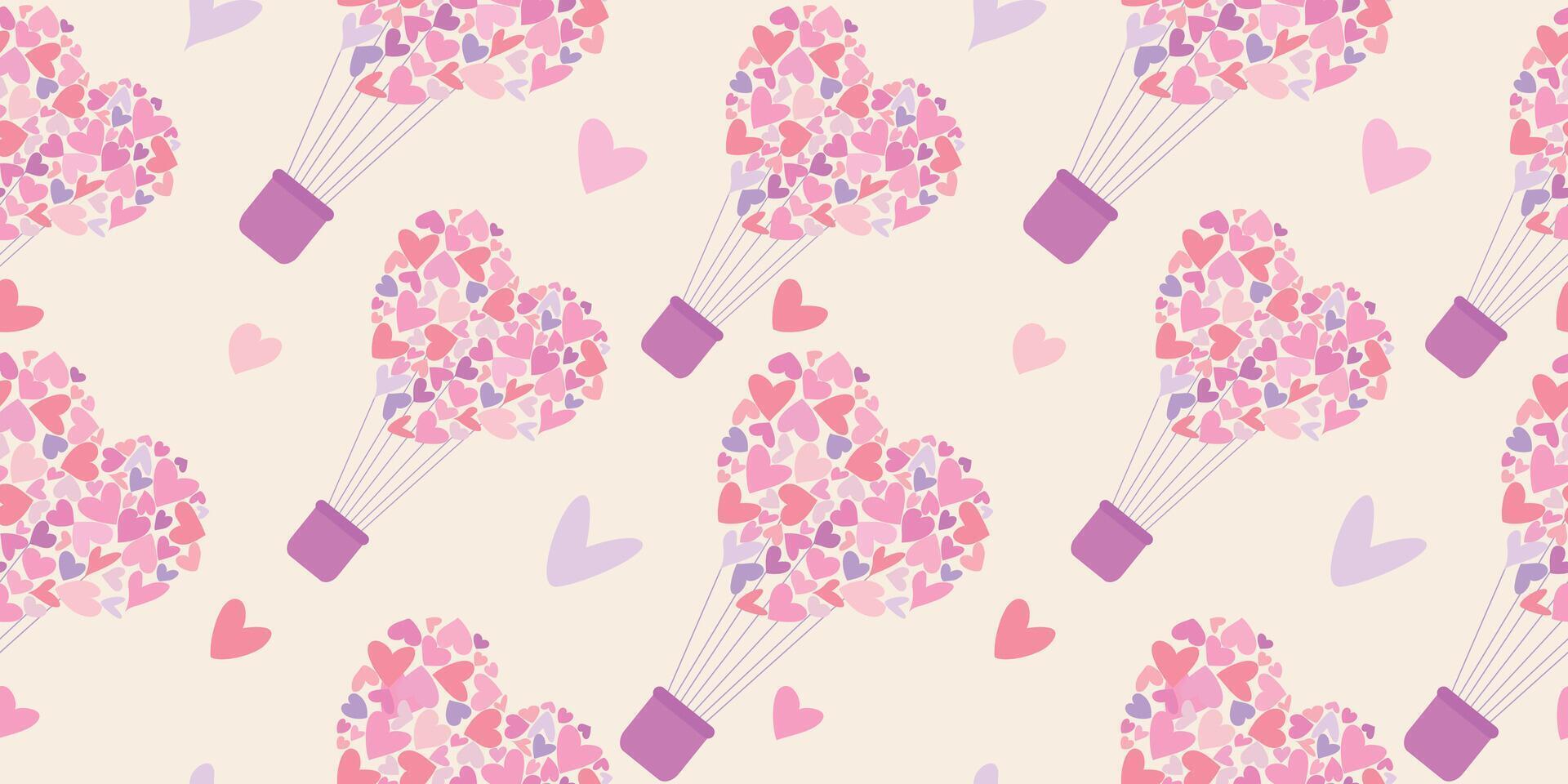 Seamless pattern of Heart balloons. Background for Valentine's Day design. illustration. vector