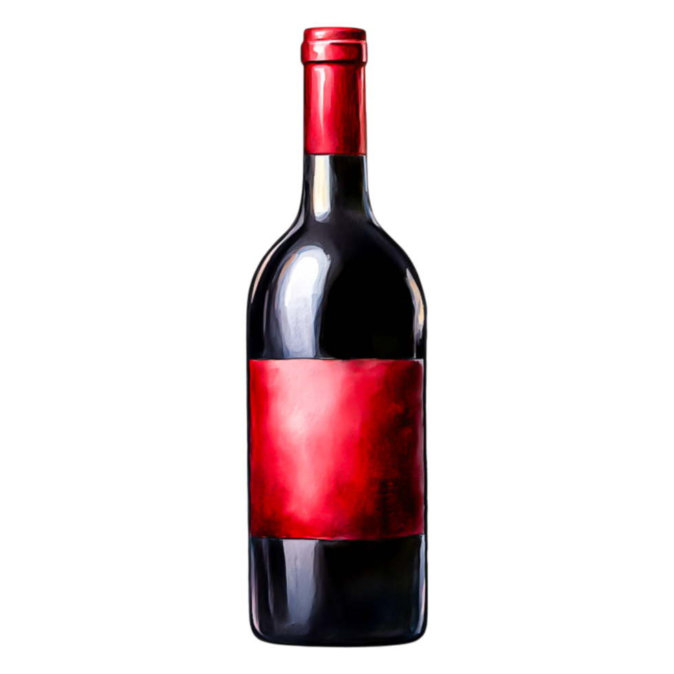 Elegant Red Wine Bottle with Blank Label on Black Background png