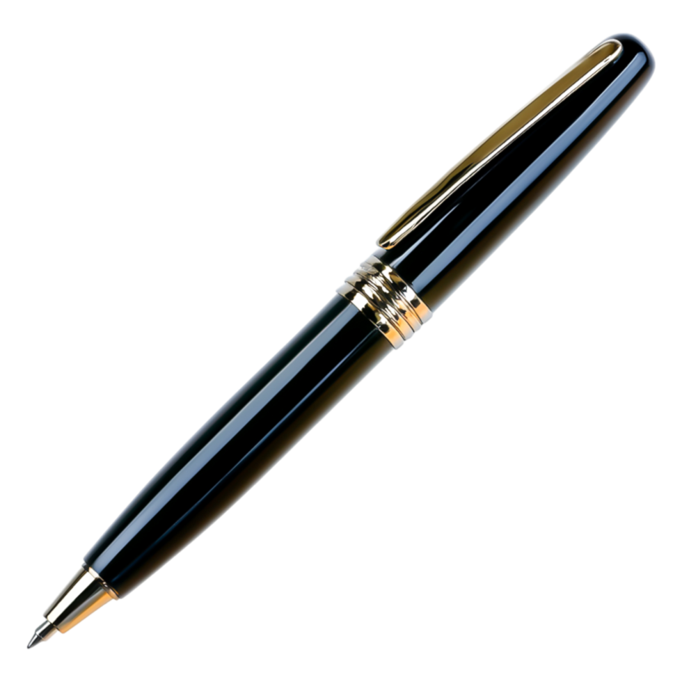 Elegant Black Pen with Gold Accents, Stylish Writing Instrument png