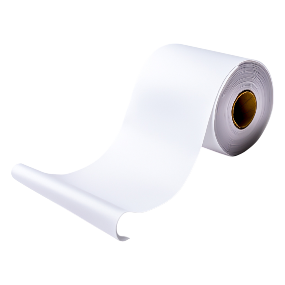 White Roll of Paper Unrolled on Black Background for Creative Use png