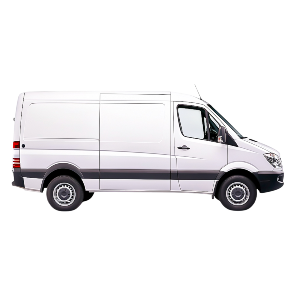 White delivery van side view on background for transportation png