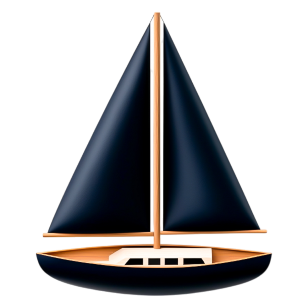 Elegant Sailboat with Dark Sails on Calm Waters for Tranquil Vibes png