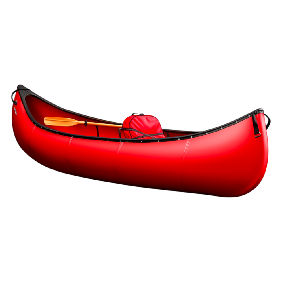 Bright Red Canoe with Paddle for Adventurers png